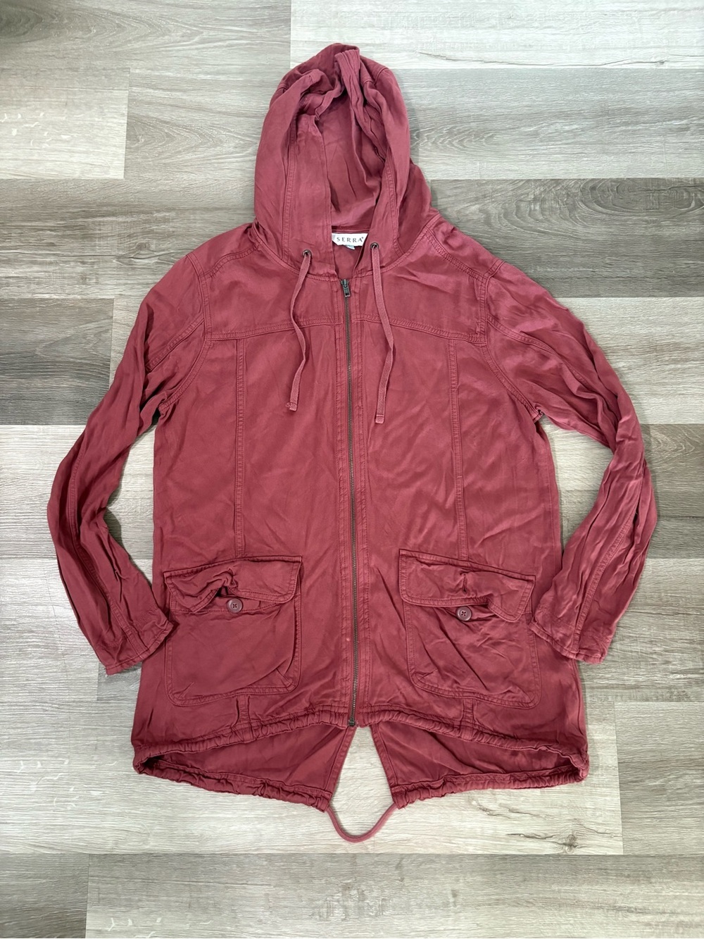 Lightweight Hooded Oversized Zip Jacket in Dusty Rose